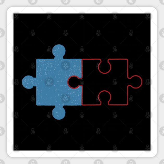 Puzzle us - Blue piece Magnet by Scrabbly Doodles